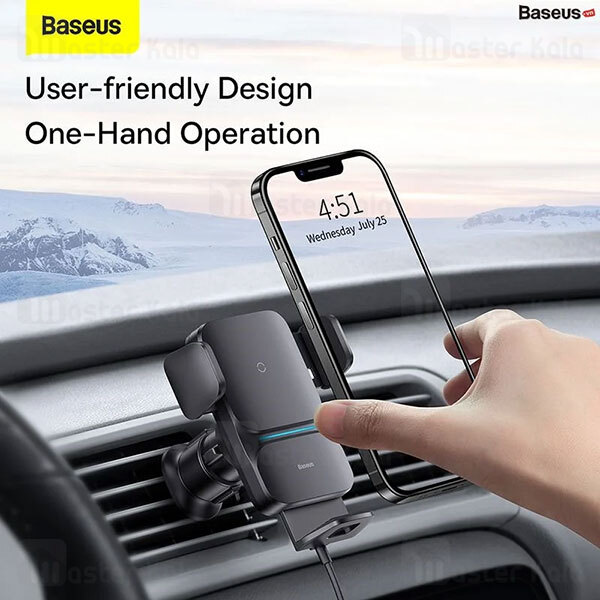 هولدر و شارژر وایرلس Baseus Wisdom Auto Alignment Car Mount CGZX000001